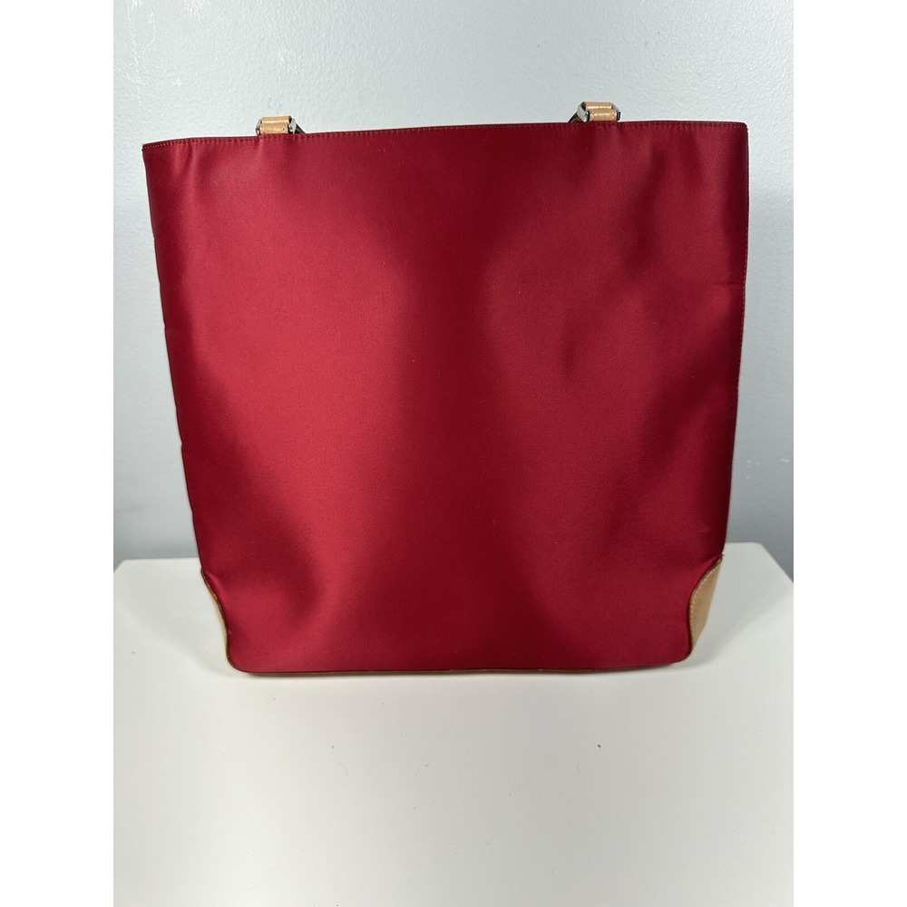 KATE SPADE Burgundy Satin Leather Trim Classic Tote Made in ITALY‎ Vintage